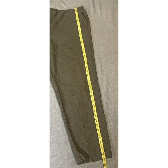 J. Jill Love Linen Olive GREEN Pull On Ankle Pants Women’s Elastic Waist Sz L - Picture 4 of 10